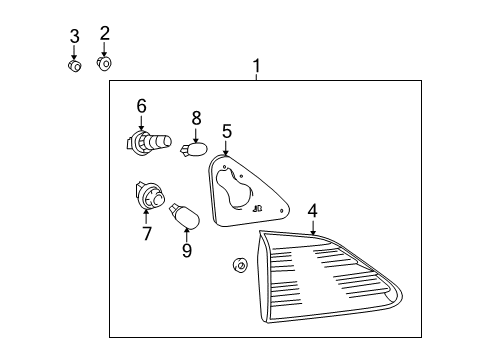 2010 Lexus RX350 Bulbs Lens And Body, Rear Lamp, LH Diagram for 81591-0E020