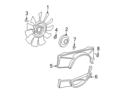 2002 Chevrolet Avalanche 2500 Cooling System, Radiator, Water Pump, Cooling Fan Shroud Diagram for 15005488