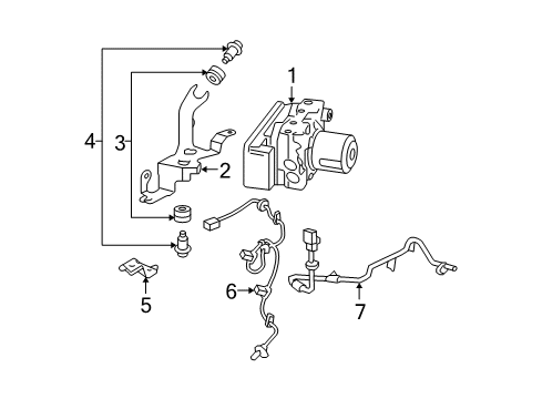 2007 Honda Fit ABS Components Bracket, Modulator Diagram for 57115-SLA-900