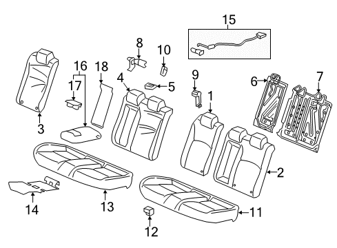 2018 Honda Civic Rear Seat Components Pad, Left Rear Seat-Back Diagram for 82527-TEX-R41