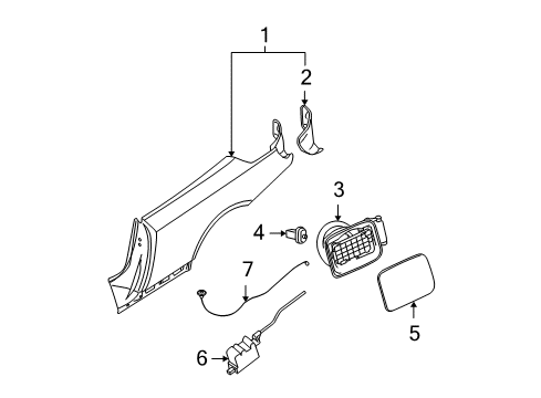 2007 BMW 335i Quarter Panel & Components Filler Flap Actuator Diagram for 67116987631