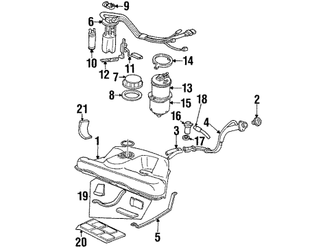 1993 Cadillac Eldorado Fuel System Components Fuel Pump Diagram for 19369912