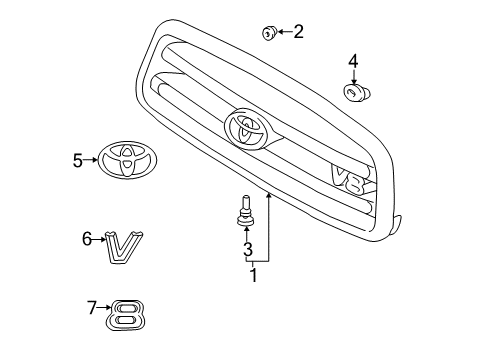 2003 Toyota Sequoia Grille & Components Grille Diagram for 53100-0C030-B2