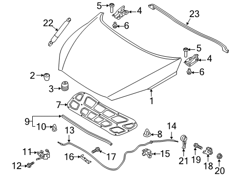 2018 Kia Sorento Hood & Components Cable Assembly-Hood Latch Diagram for 81190C6100