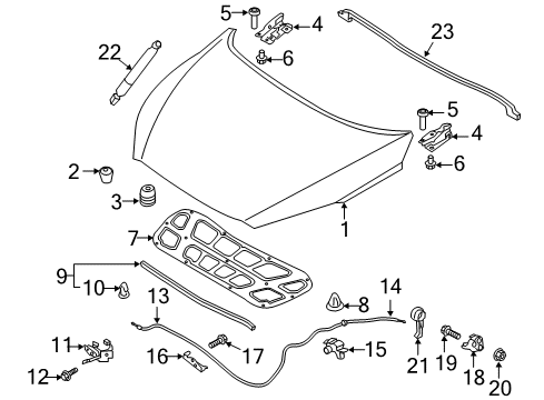 2018 Kia Sorento Hood & Components Weatherstrip-Hood Diagram for 86430C5000