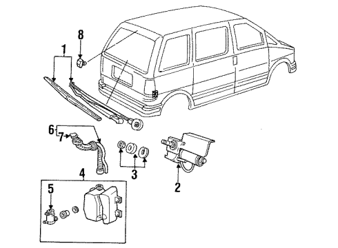 1990 Ford Aerostar Wiper & Washer Components Front Motor Diagram for E79Z-17V508-AARM