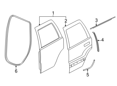 2014 Dodge Durango Rear Door W/STRIP-Rear Door Opening Diagram for 55399187AG