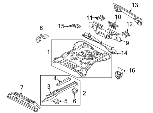 2001 Ford Escape Rear Body - Floor & Rails Extension Diagram for YL8Z-78110A26-AA