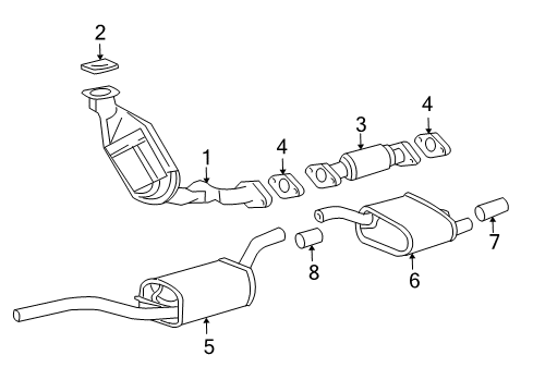 2002 Ford Focus Exhaust Components Converter Shield Diagram for 3S4Z-5E258-AB