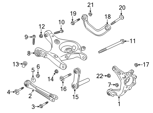 2021 Ford Police Interceptor Utility Rear Suspension Components, Lower Control Arm, Upper Control Arm, Ride Control, Stabilizer Bar Link Rod Bolt Diagram for -W719459-S439