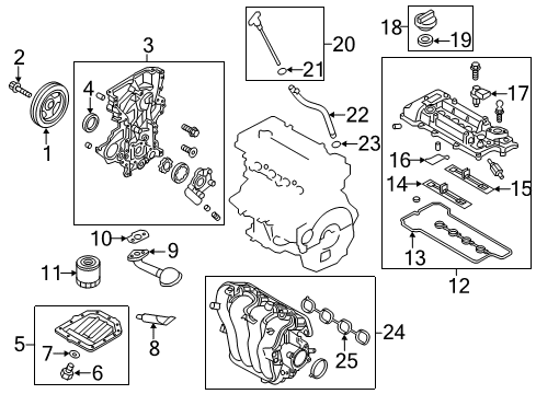 2013 Hyundai Veloster Engine Parts, Mounts, Cylinder Head & Valves, Camshaft & Timing, Oil Pan, Oil Pump, Crankshaft & Bearings, Pistons, Rings & Bearings, Variable Valve Timing Manifold Assembly-Intake Diagram for 283102B700