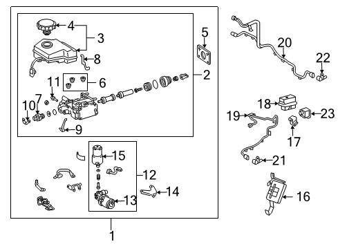 2004 Lexus GX470 ABS Components Bracket Diagram for 44591-60050