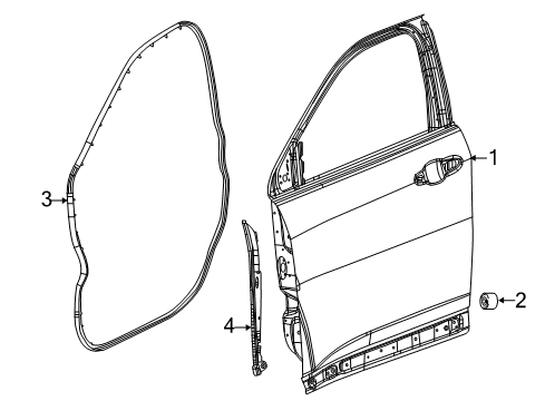 2019 Jeep Compass Front Door WEATHERSTRIP-Fender To Door Diagram for 68242117AB