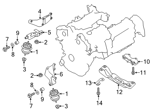 2017 Infiniti Q60 Engine & Trans Mounting Nut Diagram for 01225-00931