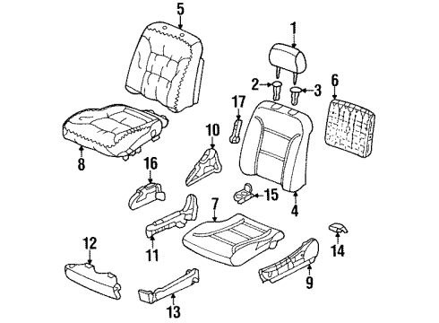 1997 Honda Accord Front Seat Components Pad, Left Front Seat Cushion Molding Diagram for 81532-SV7-A62