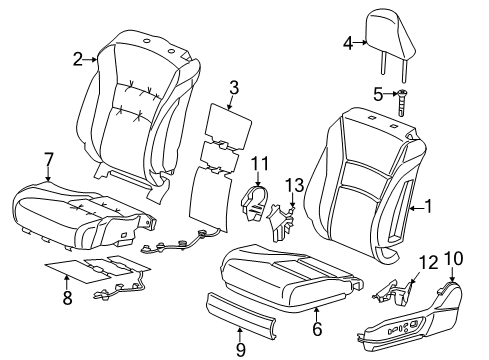 2015 Honda Accord Driver Seat Components Pad, L. FR. Seat Cushion Diagram for 81537-T3L-A21