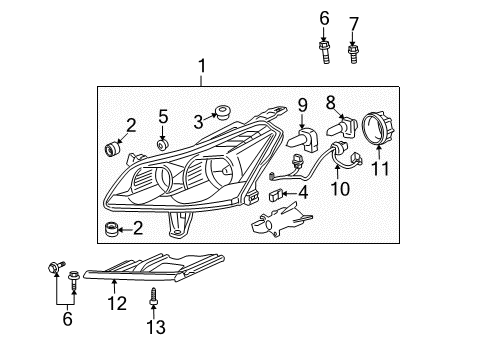 2011 Chevrolet Traverse Headlamps Lower Support Diagram for 20840410