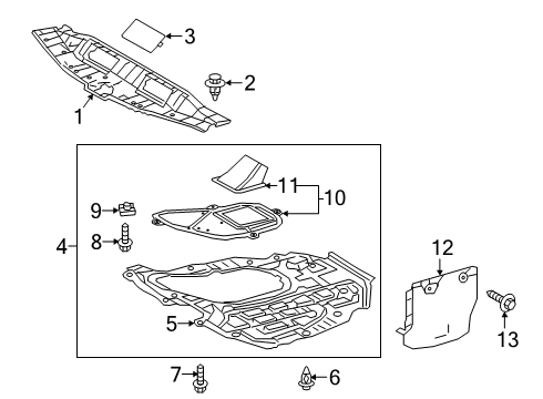 2021 Toyota Camry Splash Shields Center Cover Diagram for 51447-06902