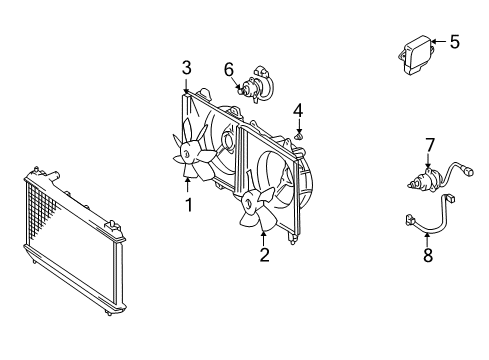 2006 Mitsubishi Outlander Cooling System, Radiator, Water Pump, Cooling Fan Bolt-Radiator Diagram for MB605073