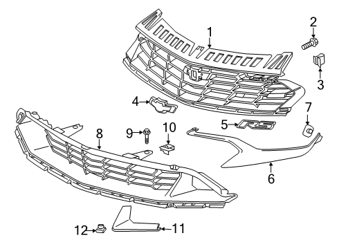 2020 Chevrolet Camaro Grille & Components Emblem Kit Diagram for 84329529