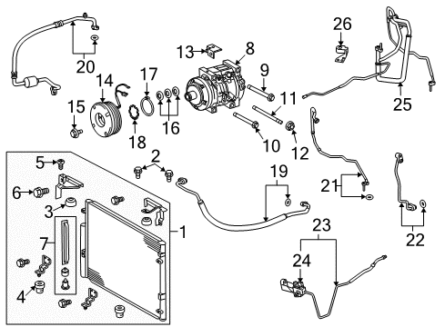 2016 Lexus LX570 A/C Condenser, Compressor & Lines Tube & Accessory Assembly Diagram for 88710-60B90