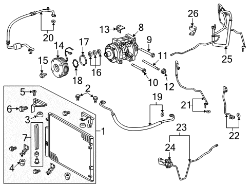 2020 Lexus LX570 A/C Compressor Compressor Assembly Diagram for 88320-60B80