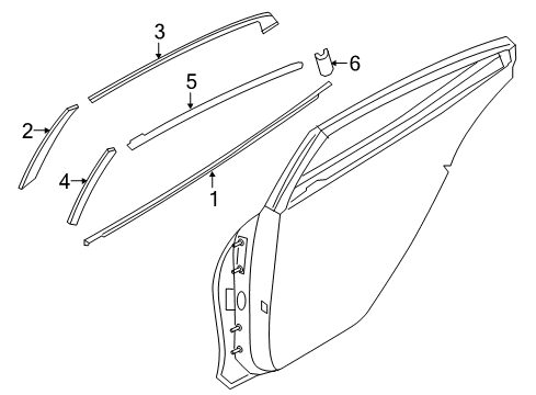 2016 Nissan Maxima Exterior Trim - Rear Door Moulding-Rear Door Outside, LH Diagram for 82821-4RA0A