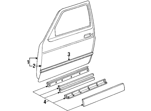 1991 GMC Syclone Door & Components Molding Asm-Front Side Door *Gray Diagram for 15630005