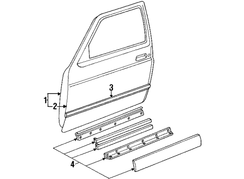 1991 Chevrolet S10 Door & Components Glass, Mirror LH (Flat) Diagram for 15634399