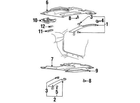 2000 Pontiac Firebird Interior Trim - Roof MOLDING, Windshield Garnish Molding Diagram for 10410020