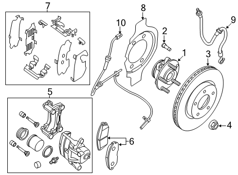 2010 Nissan Altima Anti-Lock Brakes CALIPER Assembly-Front LH, W/O Pads Or SHIMS Diagram for 41011-ZX00A