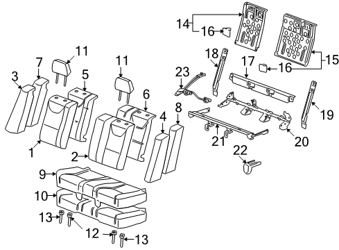 2006 Pontiac G6 Rear Seat Components Support Asm-Rear Seat Back Cushion Diagram for 15208167