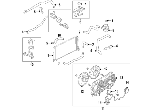 2011 Nissan Leaf Heater Core & Control Valve Radiator Assy Diagram for 21410-3NA0A