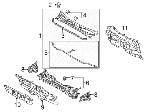 2015 Hyundai Sonata Cowl Insulator-Dash Panel Diagram for 84124-3S000