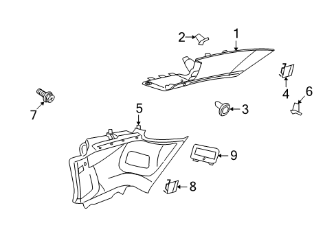 2009 Ford Focus Interior Trim - Quarter Panels Lower Quarter Trim Diagram for 8S4Z-5452018-AE