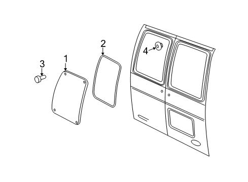 2014 Ford E-150 Back Door - Glass & Hardware Rear Glass Nut Diagram for -N620365-S437