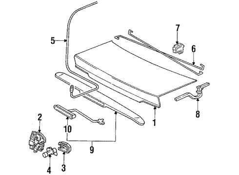 1990 Honda Prelude Trunk Lid Cylinder, Trunk Diagram for 74886-SF1-013