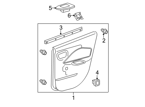 2009 Toyota Yaris Interior Trim - Rear Door Door Trim Panel Diagram for 67640-52A10-B1