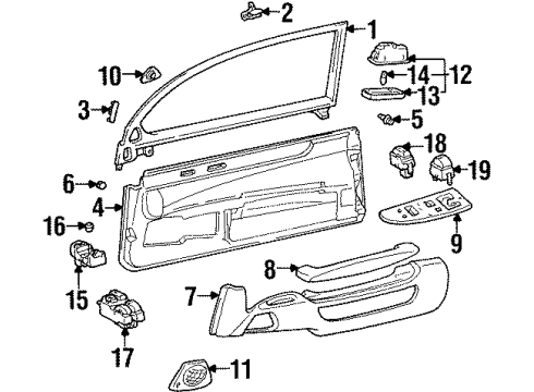 1998 Lexus SC300 Front Door Front Armrest Assembly, Right Diagram for 74210-24071-A0