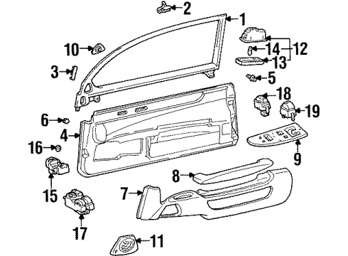 1992 Lexus SC300 Interior Trim - Door Front Armrest Assembly, Left Diagram for 74220-24071-B0