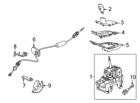 2011 Saab 9-5 Center Console Lever Diagram for 13219320