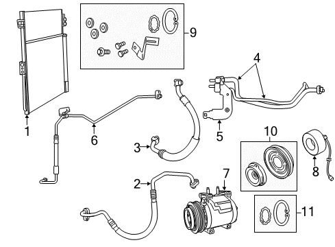 2012 Jeep Grand Cherokee A/C Condenser, Compressor & Lines COMPRESOR-Air Conditioning Diagram for R8021637AG