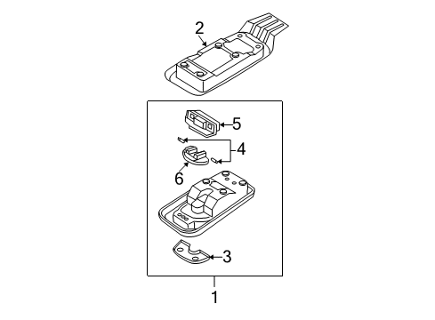 2006 Kia Sorento Overhead Console Bulb Diagram for 0K53E51418