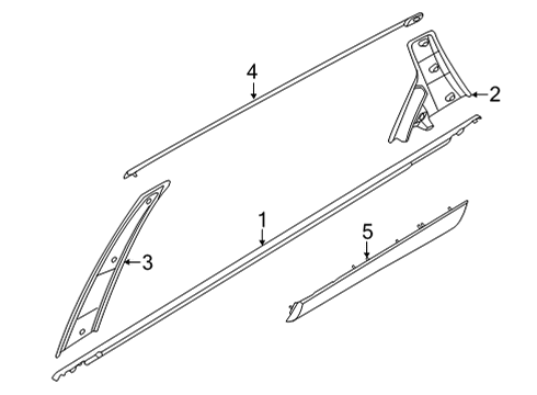 2022 Hyundai Santa Cruz Exterior Trim - Rear Door GARNISH ASSY-RR DR FR FRAME, RH Diagram for 83260-CW000