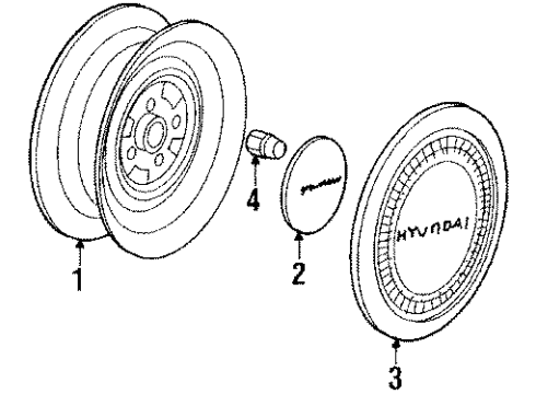 1989 Hyundai Sonata Wheels, Covers & Trim Aluminium Wheel Assembly Diagram for 52910-33790
