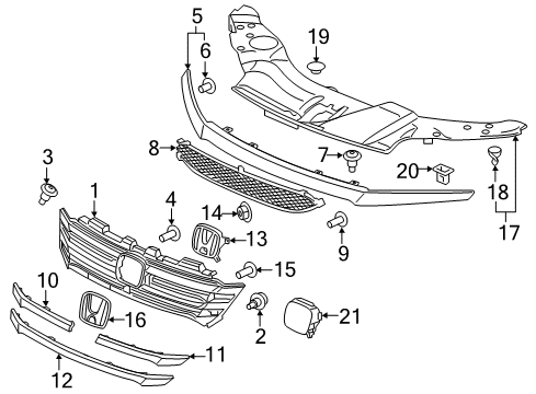 2018 Honda Pilot Grille & Components Emblem (H) Diagram for 75700-SZW-000