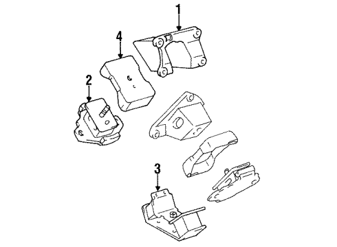 1995 Toyota T100 Engine & Trans Mounting Bracket, Engine Mounting, Front RH Diagram for 12311-65040