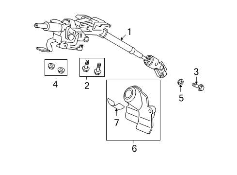 2011 Honda Civic Steering Column Assembly Cover, Steering Joint Diagram for 53320-SNA-003