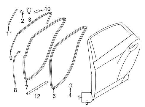 2014 Hyundai Equus Rear Door Weatherstrip-Rear Door Lower, LH Diagram for 83170-3N001