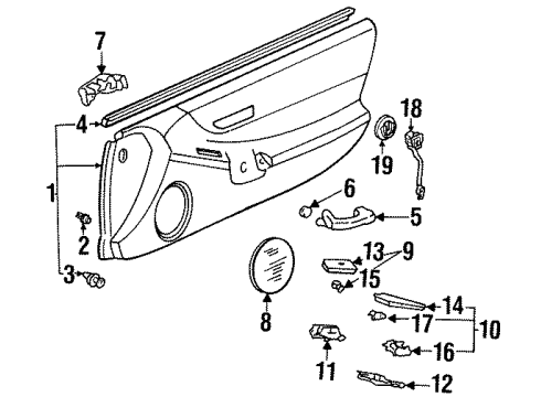 1996 Honda Civic del Sol Front Door Weatherstrip, R. Door (Inner) Diagram for 72335-SR2-003